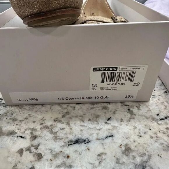 Jimmy Choo Gold Brushed Ballet Flats with Box and Dust bag Size 5 - Picture 6 of 11